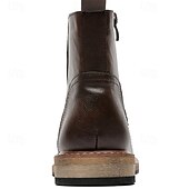 abordables Bottines-Bottines à lacets en similicuir marron pour homme, chaussures d&#039;extérieur décontractées classiques pour le travail et le quotidien