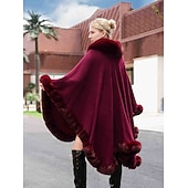 billige Pelssjal-Pelssjal Elegant Hold Varm Ermeløs Flaggermusermer Polyester Bryllup Wrap Med Ren Farge Til Spesiell Leilighet Høst vinter