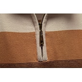 abordables Pulls et cardigans élites pour hommes-Homme Pull Tricoter Hauts Réguliers Demi-zip Bandes Rayé Col montant ancien Frais École Vacances Vêtement Tenue Printemps Automne Noir Violet S M L