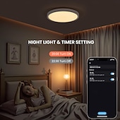 זול אורות חכמים לבית-גוף תאורת תקרה חכם RGB LED 2700lm עובד עם Alexa 2700k-6500k גוף תאורה להתקנה שטוחה צבעים DIY WiFi ניתן לעמעום גוף תאורה סביבתי נמוך לחדר שינה, סלון, מסיבה