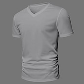 billiga grundläggande t-shirts-Herr T-shirt i bomullsblandning Kortärmad Kort ärm V-hals Sommar Alla årstider Ensfärgat Slät Designer Grundläggande Modernt Modernt V-ringad Semester Gata Ledigt Svart Vit Grön Topp t-shirt för män