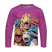 billiga Pojkens 3D-djur-Pojkar 3D Tecknat Dinosaurie T-shirt Långärmad Vår Höst Mode Grundläggande Barn 4-12 år Rund hals Utomhus Ledigt Dagligen Normal