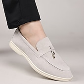 Brune herreloafers i semsket skinn med metalldetaljer – komfortable, casual businesssko til jobb, middager og høstantrekk billige Slip-ons og loafers til herrer-Brune herreloafers i semsket skinn med metalldetaljer – komfortable, casual businesssko til jobb, middager og høstantrekk