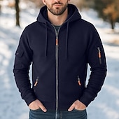 abordables Sudadera Táctica-Hombre Sudadera Sudadera con capucha y cremallera completa Sudadera táctica con capucha Azul Marino Caqui Gris Oscuro Gris Con Capucha Plano Cerrar Cremallera Bolsillo Deporte Diario Festivos no