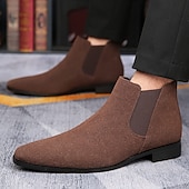 economico Stivali Chelsea-stivaletti chelsea da uomo in finta pelle scamosciata beige - scarpe classiche casual da lavoro alla caviglia per ufficio, lavoro e uso quotidiano