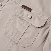 abordables Tapas-Hombre camisa cargo Camisa para senderismo Manga Larga Cuello Vuelto Camiseta Al aire libre Transpirable Primavera Otoño Algodón Negro Verde Ejército Caqui Caza Rutina de ejercicio Viaje