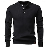 abordables Pulls et cardigans élites pour hommes-Homme Pull Tricoter Tunique Boutons Couleur Unie Henley ancien Quotidien École Maison Vêtement Tenue Printemps Automne Noir Rouge Bordeaux S M L
