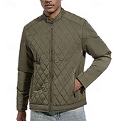 billiga Herrdunjackor och -parkas-Herr Vinterkappa Quiltad jacka Anorak Ficka Polyester Semester Dagliga kläder Datum Normal Mode Ledigt Bekväm Håller värmen Vinter Enfärgad / vanlig färg Svart Kaki Armégrön Mörkblå Pufferjacka