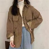 voordelige Dames eenvoudige tops-Damesoverhemd effen kleur elegant vintage dagelijks lange mouw bisschopsmouw overhemd kraag lange tops werk dagelijks uitgaan roze bruin abrikoos lente herfst winter lente, herfst, winter