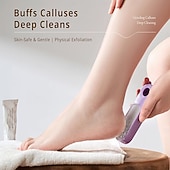 preiswerte Reinigungsmittel-2-in-1-Nano-Glasfuß &amp;Fußfeile zum Entfernen von Peelings &amp;Massagebürste mit ergonomischem Griff, langlebiger Kunststoff, manueller Rasierer in Hellbeige für glatte Füße, Hände, Ellbogen und Knie