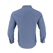 economico Camicie di lino-Per uomo Camicia Camicia di lino Camicia casual Camicia con Bottoni Camicia di cotone A righe Vacanza Camicia hawaiana Nero Bianco Blu reale Cachi Manica Lunga Colletto alla coreana Primavera Autunno