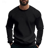 abordables Sudaderas Básicas_-Hombre Sudadera Sudadera con estampado de gofres Sudadera Con Capucha Pull-over Negro Blanco Verde Ejército Caqui Gris Cuello Barco Plano Con Texturas Deporte Casual Diario Ropa de calle Fresco Ropa