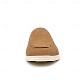 abordables Zapatillas sin cordones y mocasines de hombre-Mocasines sin cordones de ante color tostado para hombre: zapatos casuales livianos para uso diario en la oficina, para ir al trabajo y para el fin de semana.