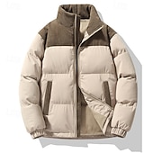 levne Pánské kabáty a parky-Pánské Zimní kabát Puffer bunda Polstrovaná bunda Kapsy Polyester Dovolená Denní nošení Rande Standardní Módní Na běžné nošení Pohodlné Zahřívací Podzim zima Plná / Jednobarevná Černá Růžov