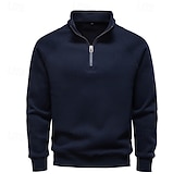 ieftine Hanorac din lână-Bărbați Hanorca Catifea Hanorac din fleece Hanorac cu glugă Trage pe dreapta Caisă Negru Verde Militar Bleumarin Gri Guler în picioare Simplu Texturat Sporturi &amp; Exterior Casual Zilnic Șic Strad