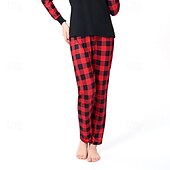 preiswerte Urlaubsfamilienabgleich-Familie Schlafanzug Karomuster Heim Patchwork Rote Langarm Aktiv Passende Outfits