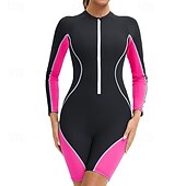 abordables Lycra de surf-Femmes Maillot de bain Maillot Anti UV Protection Solaire UV UPF50+ manche longue Maillot de Bain Zip Up Natation Surf Patchwork Été Printemps Automne