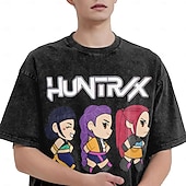 baratos Gráfico de personagem de desenho animado e filme-Caçadores de Demônios KPop Rumi Zoey Huntrix Japonesa/Curta Camiseta lavada com ácido extragrande Personagem Arte Gráfica Para Homens Mulheres Para Meninos Crianças Adulto Dia Das Bruxas Carnaval Hot