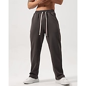 cheap Straight Leg-Men's Sweatpants Trousers Straight Leg Sweatpants Drawstring Pocket Elastic Waist Plain Comfort Sports Outdoor Daily Fashion Casual Black White Micro-elastic