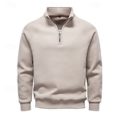 ieftine Hanorac din lână-Bărbați Hanorca Catifea Hanorac din fleece Hanorac cu glugă Trage pe dreapta Caisă Negru Verde Militar Bleumarin Gri Guler în picioare Simplu Texturat Sporturi &amp; Exterior Casual Zilnic Șic Strad