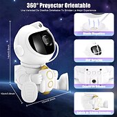 お買い得  クリスマスのあかり-宇宙飛行士の銀河スタープロジェクターナイトライト、Bluetoothリモコン/タイマー付き、360度調節可能な星雲星空ライト、お子様へのプレゼントに最適