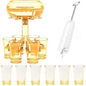 cheap Kitchen Utensils &amp; Gadgets-6 Shot Glass Dispenser and Holder Acrylic Liquor Dispenser Set with Cup Rack Durable Anti Drop Six Cup Pourer Perfect Bar Accessory Whiskey Vodka Drinkware Gift Set
