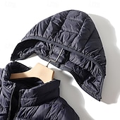 levne Pánská péřová vesta-Pánské Puffer Vesta Kamizelka Vesta Dovolená Denní Rande Módní Na běžné nošení Podzim zima Kapsy Polyester Zahřívací Pohodlné Pevná barva Zip Kapuce Běžný Černá Námořnická modř Vesta