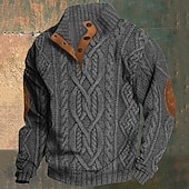 billiga tröja för män-Herr Pullover tröja Stickad tröja Ribbad Sticka Vanliga toppar Lappverk Stickat Färgblock Hög krage Mode Grundläggande Semester Dagliga kläder Kläder Höst Vinter Svart Mörkgrå M L XL
