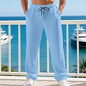 abordables Pierna Recta-Hombre Pantalones de Deporte Pantalones Pantalones deportivos de pierna recta Pantalones de gofres Correa Bolsillo Cintura elástica Plano Comodidad Deporte Diario Moda Casual Negro Blanco