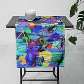 ieftine Fețe de masă-1PC Runner de Masă Graffiti Colorat Steag de Masă - Măsuță dreptunghiulară imprimată digital pentru restaurant banchet decorare petrecere (33x180cm/13x70.5in)
