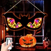 cheap Decorative Lights-Halloween Decorations Spooky Eyes Lights 21 Inch Large Wooden Halloween Window Eye Lights with 8 Color Modes and USB/Battery Operated for Home Wall Window Trees Halloween Decor