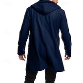 economico Trench da uomo-Per uomo Cappotto Trench Trench lungo Vacanza Quotidiano Inverno Poliestere Antivento Caldo Capispalla Abbigliamento Moda Classico Semplice Tasca Con Cappuccio Monopetto