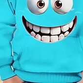 baratos Animais 3D do Menino-Moletom com capuz estampa 3D para meninos, estampa engraçada com sorriso, manga longa, moda outono inverno, streetwear, crianças de 4 a 12 anos, com capuz, casual, para atividades ao ar livre, ajuste