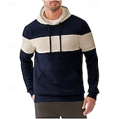 economico Felpa con cappuccio in pile-Per uomo Felpa con cappuccio Felpa con cappuccio a nido d&#039;ape Felpa con cappuccio in pile Nero Blu marino Marrone Cachi Grigio Con Cappuccio Semplice Patchwork Blocco di colore Sport &amp; Outdoor