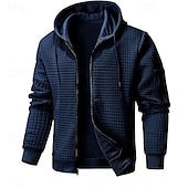 economico felpe con cappuccio da uomo di base-Per uomo Felpa con cappuccio Felpa con cappuccio a zip intera Felpa con cappuccio a nido d&#039;ape Rosso bordeaux Nero Bianco Verde militare Blu marino Con Cappuccio Semplice Cerniera Sport &amp; Outdoor