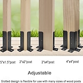 abordables Matériaux de Construction-Ensemble de supports d&#039;ancrage réglables pour poteaux de terrasse de 1,5 x 1,5, 2 x 2, 2 x 4 et 4 x 4, support en métal lourd pour clôture en bois et gazebo