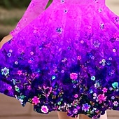 billiga 3D Shining Vision Klänning-Flickor 3D Blomma Klänning Långärmad Sommar Vår Semester Dagligen Helgdag Prinsessa Skön Ljuv Barn 4-12 år Vardagsklänning A linjeklänning Knälång Normal
