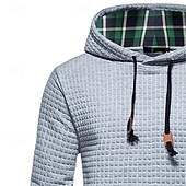 baratos hoodies básicos dos homens-Homens Moletom Moletons Waffle Moletom com capuz Preto Branco Cinzento Com Capuz Tecido Patchwork Bloco de cor Textura Desportos e Ar livre Casual Diário Poliéster Roupa de rua Legal Roupa de Esporte