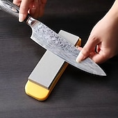 economico Utensili e gadget da cucina-2 pietre per affilare a doppia faccia con elevata durezza – base in plastica antiscivolo, affilacoltelli manuali per coltelli da cucina, colori casuali