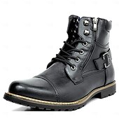 baratos Botas de combate-botas de combate masculinas com zíper lateral e fivela - botas de cano curto com cadarço de moda casual para roupas urbanas e do dia a dia