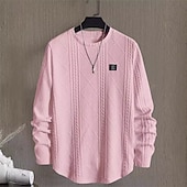 billiga Basic sweatshirts-Herr Tröja Vit Rund hals Slät Jacquard Dagligen Sport &amp; Utomhus Helgdag Polyester Streetwear Grundläggande Ledigt Vår Höst Kläder Pull Tröjor Långärmad