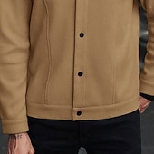 preiswerte Lässige Jacken-Herren Leichte Jacke Hemdjacke Formell Heim Tragbar Knopf vorne Frühling Herbst Winter Einfarbig Aktiv Vintage Umlegekragen Regulär Schwarz Weiß Khaki Grau Jacken