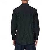 economico camicia da uomo con bottoni-Per uomo Camicia Camicia Estiva Camicia casual Camicia da Spiaggia Camicia con Bottoni Nero Bianco Kaki Azzurro Manica Lunga A righe Colletto alla coreana Vacanza Camicia hawaiana Abbigliamento