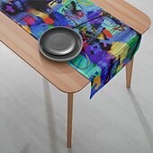 ieftine Fețe de masă-1PC Runner de Masă Graffiti Colorat Steag de Masă - Măsuță dreptunghiulară imprimată digital pentru restaurant banchet decorare petrecere (33x180cm/13x70.5in)