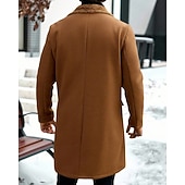 billiga Trenchcoat för män-Herr Fleece-jacka Peacoat Trenchcoat Semester Dagligen Höst Vinter Polyester Håller värmen Ytterkläder Kläder Mode Klassisk Slät Ficka Kavajslag Dubbelknäppt