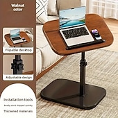 abordables Matériaux de Construction-Bureau portable pour ordinateur portable/table de chevet/bureau réglable/petite table d&#039;appoint rotative à 360°/table basse pour canapé/convient pour salon, chambre, baignoire, salle de bain, plateau