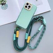 baratos Cordões de telefone e pulseiras-Nova corda longa, elegante e versátil para pendurar telefone, corda diagonal colorida com emenda dupla de dopamina, corda longa de emenda transversal