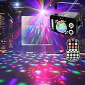 tanie Lampy projekcyjne-Oświetlenie imprezowe 3 w 1 USB z dźwiękiem, kula dyskotekowa, RGBW, 4 soczewki, stroboskop DJ, oświetlenie sceniczne z pilotem, na imprezy, taniec w pomieszczeniach, karaoke, pokazy KTV, klub