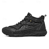 preiswerte Stiefeletten-Braune High-Top-Freizeitsneaker aus Leder für Herren mit Ziernähten und strapazierfähiger Gummisohle – modische Komfortschuhe für Outdoor und Stadt