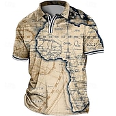 cheap Men's Plus Size Polo-Men's Plus Size Polo Shirt Big and Tall Map Turndown Print Short Sleeve Spring &amp; Summer Sports Fashion Streetwear Designer Outdoor Street Tops